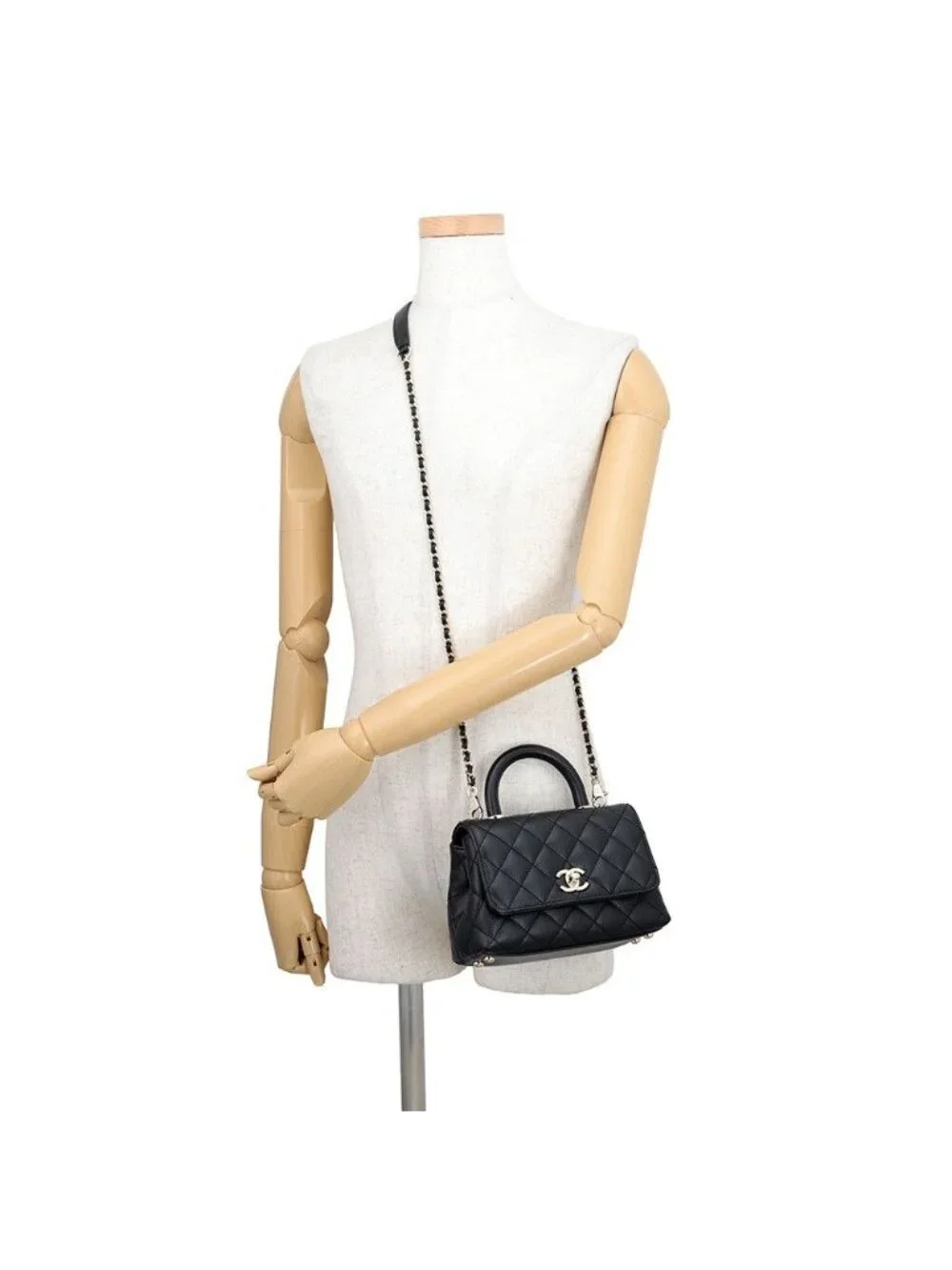 Chanel Handbag CC Logo Top Handle XXS Flap Bag Caviar Leather Bag 2-Way Black